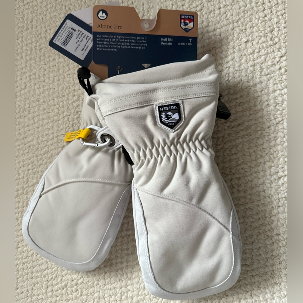 Hestra Off-White Ski Mitts